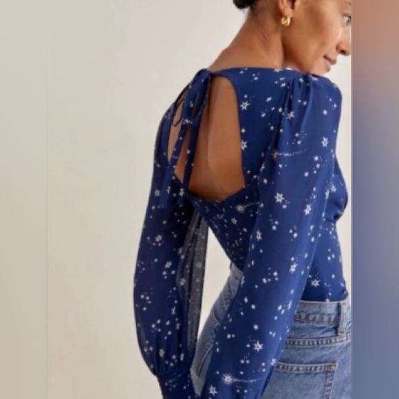 Reformation Blue Star Print Blouse - Picture 2 of 6